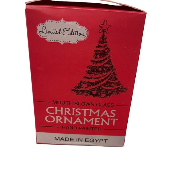 VTG Mouth Blown Glass Hand Painted Christmas Ornament Gold/Purple Ball Egypt EUC - Picture 4 of 12